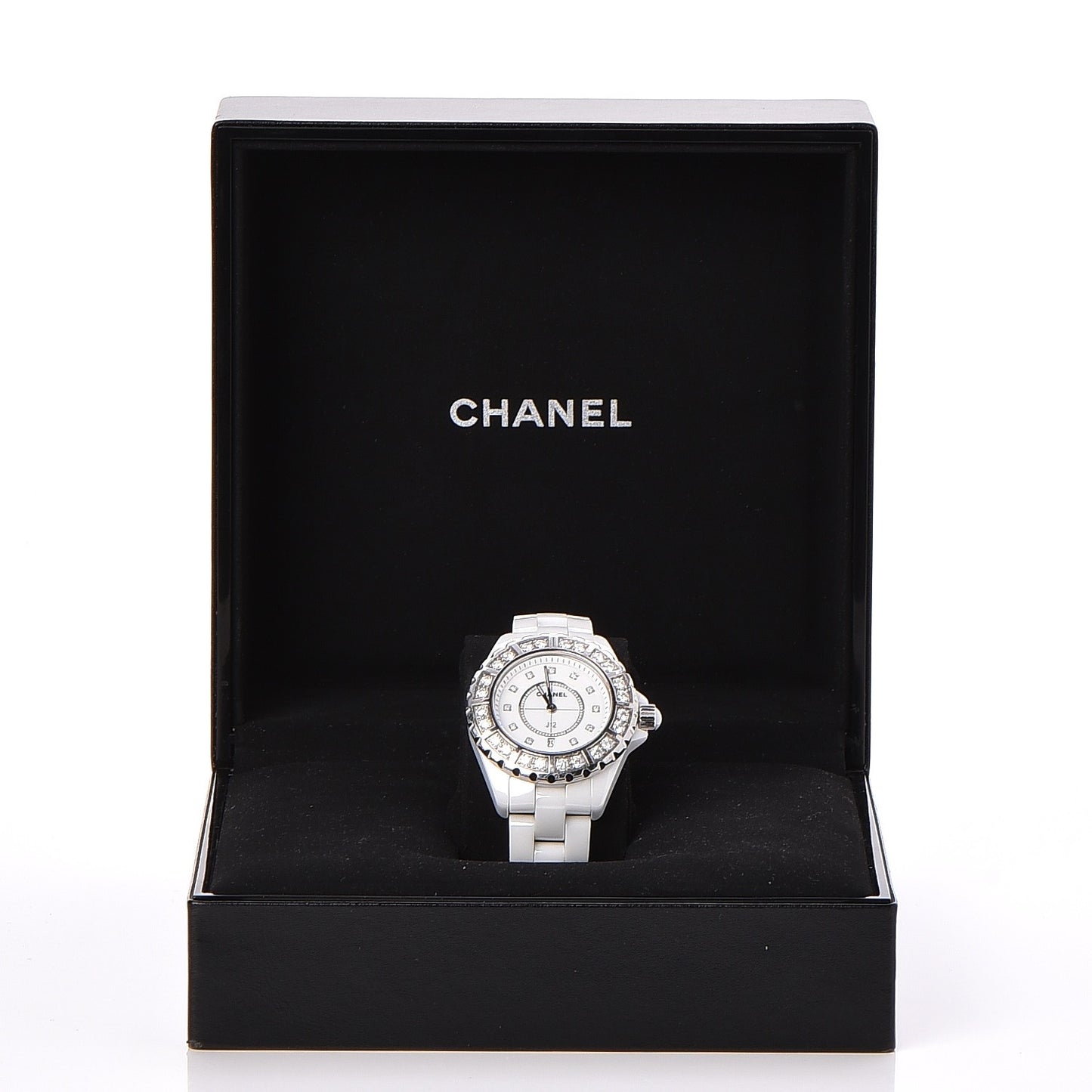Stainless Steel Ceramic Diamond Bezel 33mm J12 Quartz Watch White