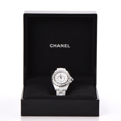 Chanel Stainless Steel Ceramic Diamond Bezel 33mm J12 Quartz Watch White 7 of 7