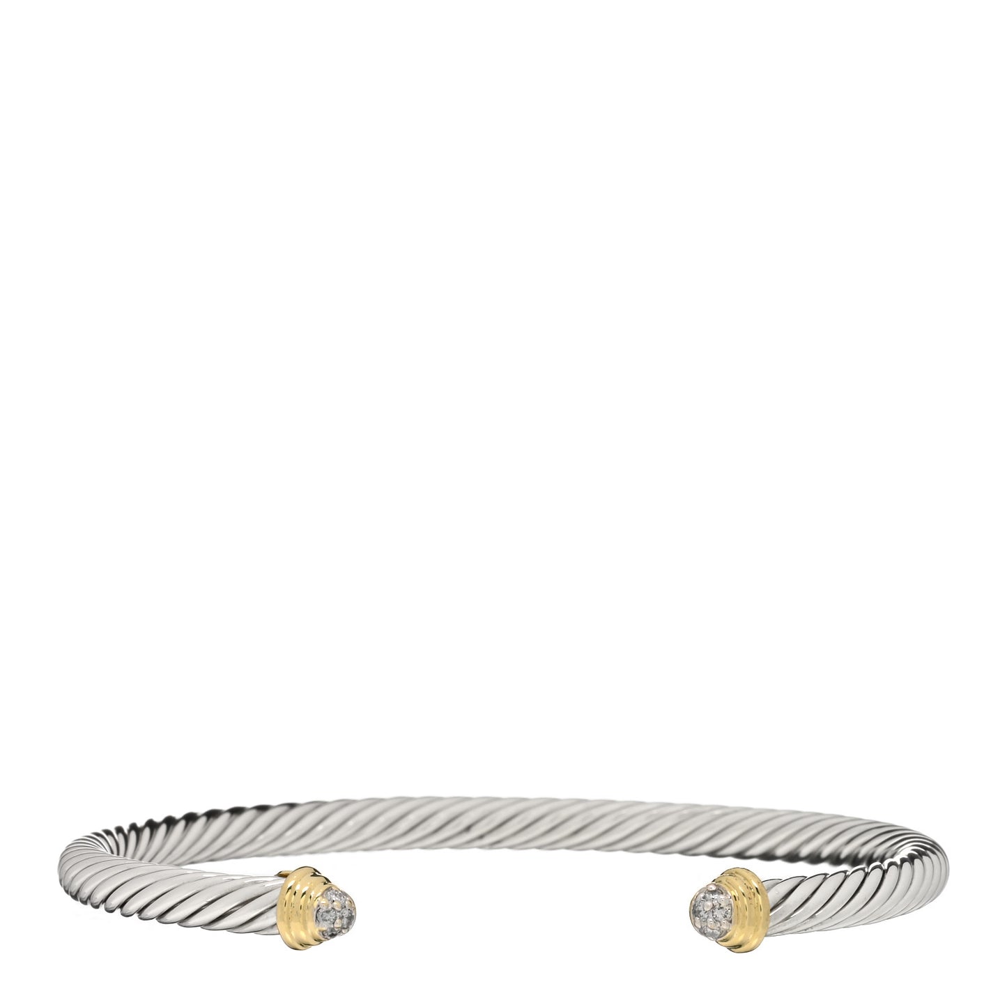 Sterling Silver 18K Yellow Gold Diamond 4mm Cable Classics Bracelet