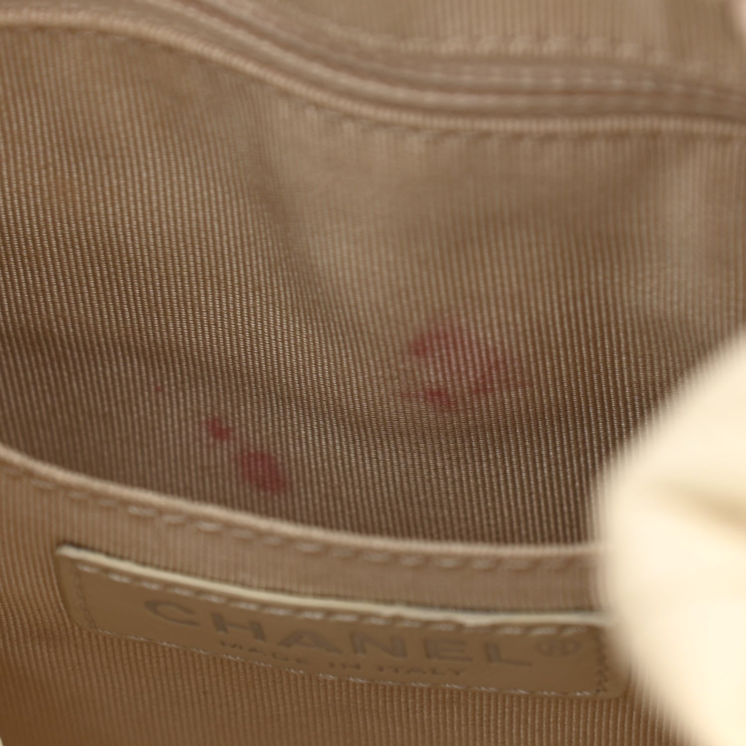 Chanel Caviar Flat Quilted CC Chain Bucket Drawstring Bag Light Beige 11 of 14