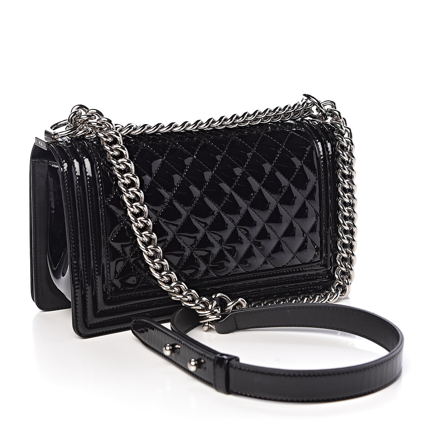 Chanel Patent Calfskin Quilted Medium Plexiglass Boy Flap Black 3 of 12