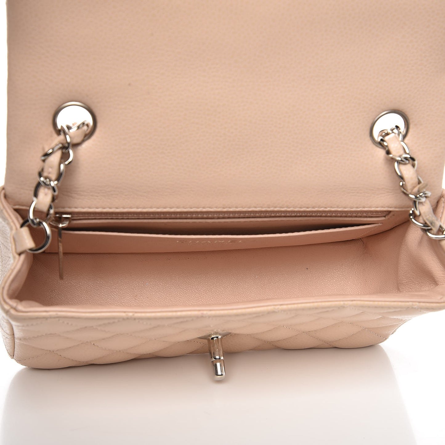 Caviar Quilted Mini Rectangular Flap Light Beige