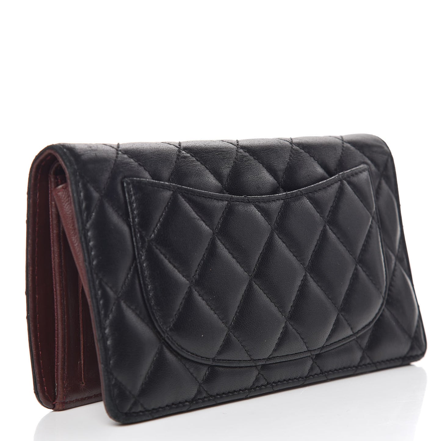 Lambskin Quilted Yen Wallet Black