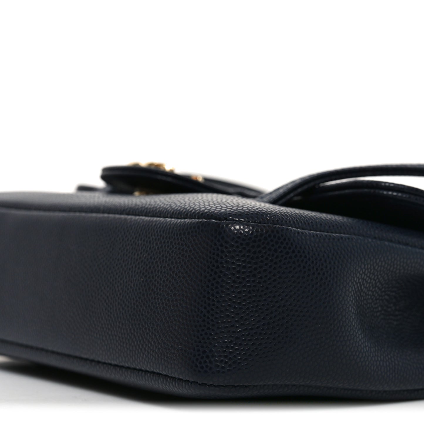 Shiny Caviar Mini Preppy Coco Shoulder Bag Dark Blue