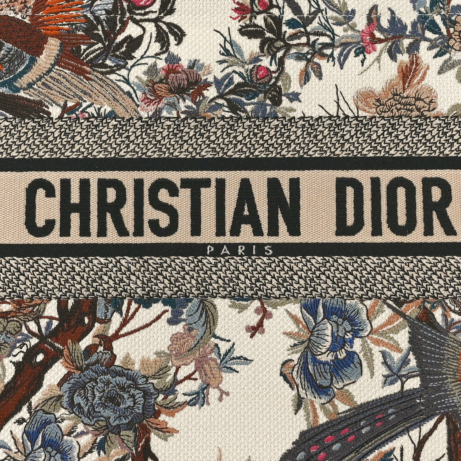 Christian Dior Canvas Embroidered Medium Jardin D'Hiver Book Tote Latte Multicolor 8 of 10