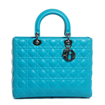 Christian Dior Lambskin Cannage Large Lady Dior Turquoise 1 of 8