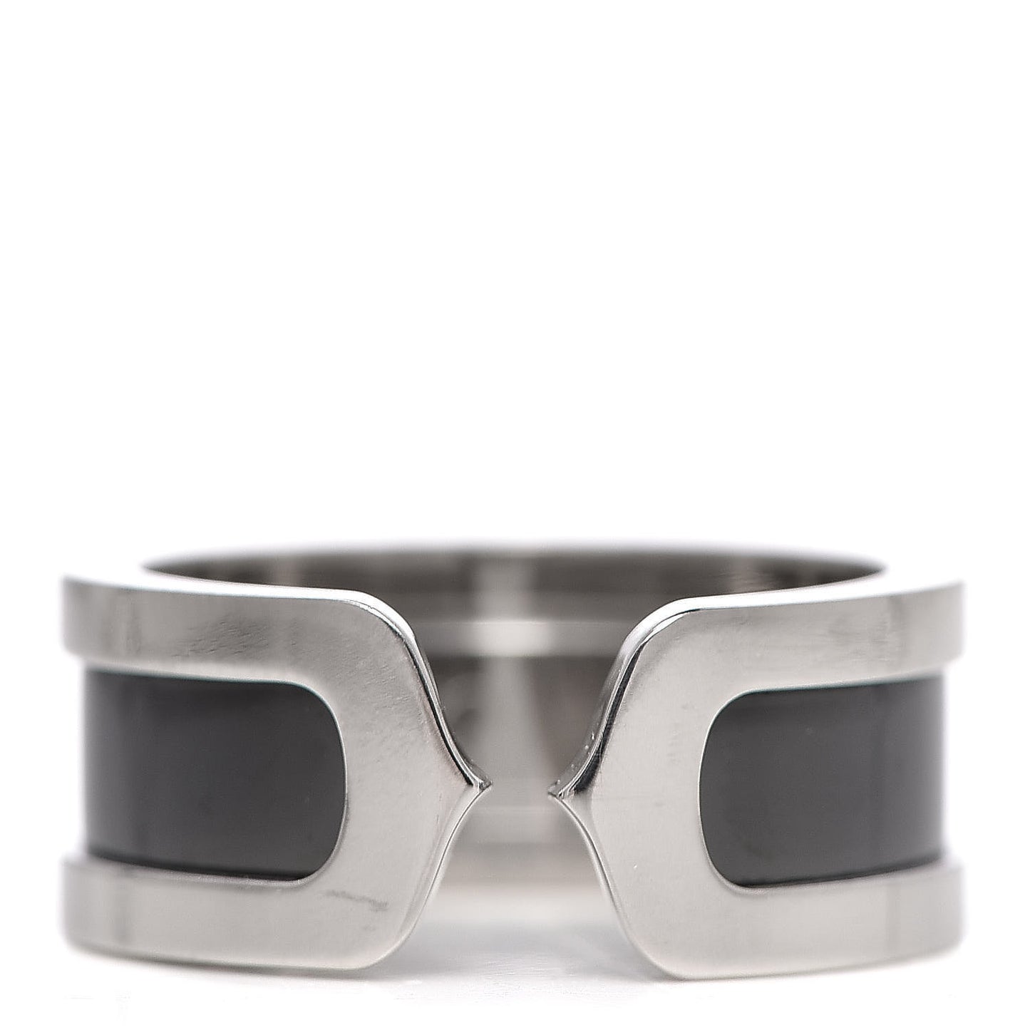 18K White Gold Enamel 8mm C De Ring 53 6.25 Black