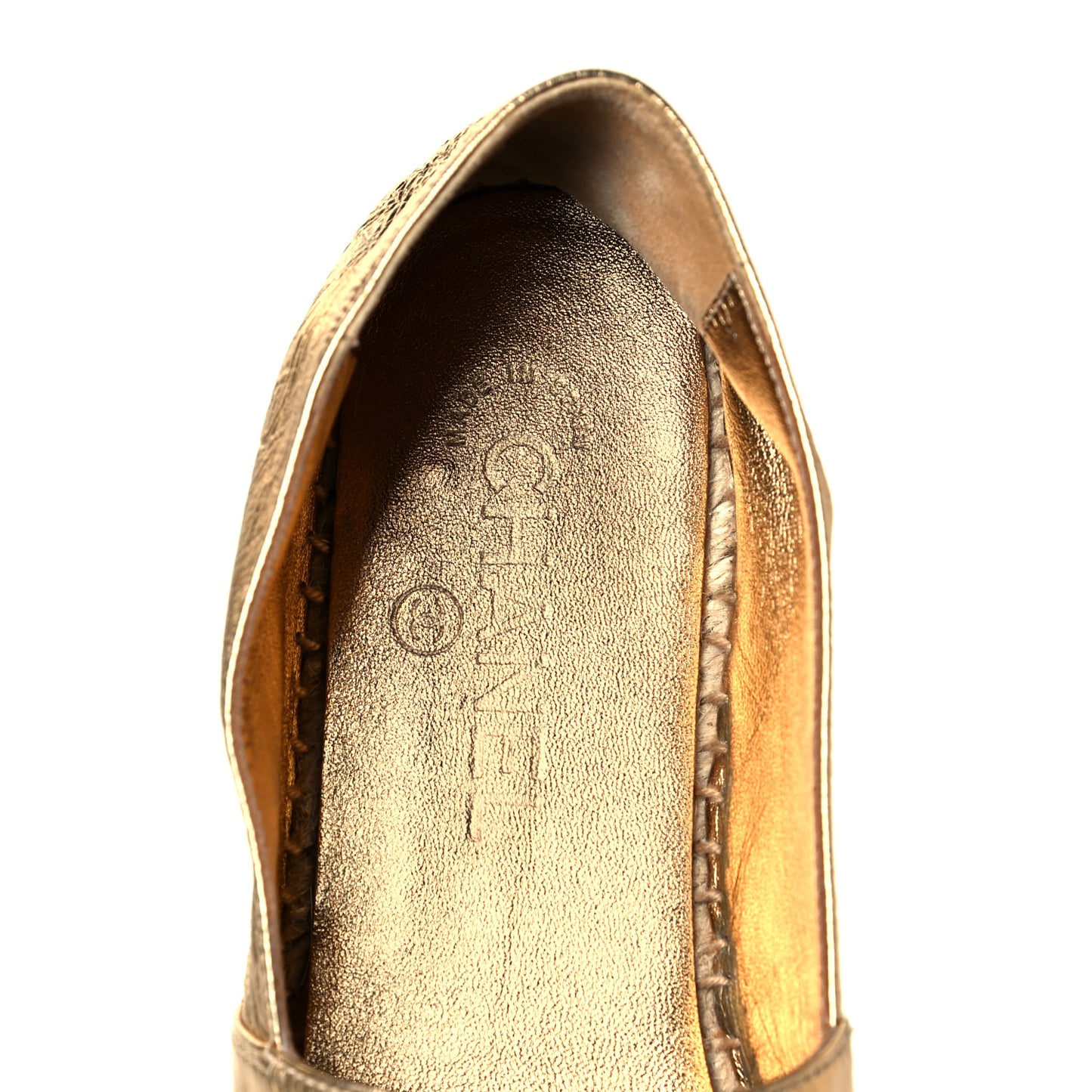 Laminated Lambskin Grosgrain CC Espadrilles 39 Gold Black