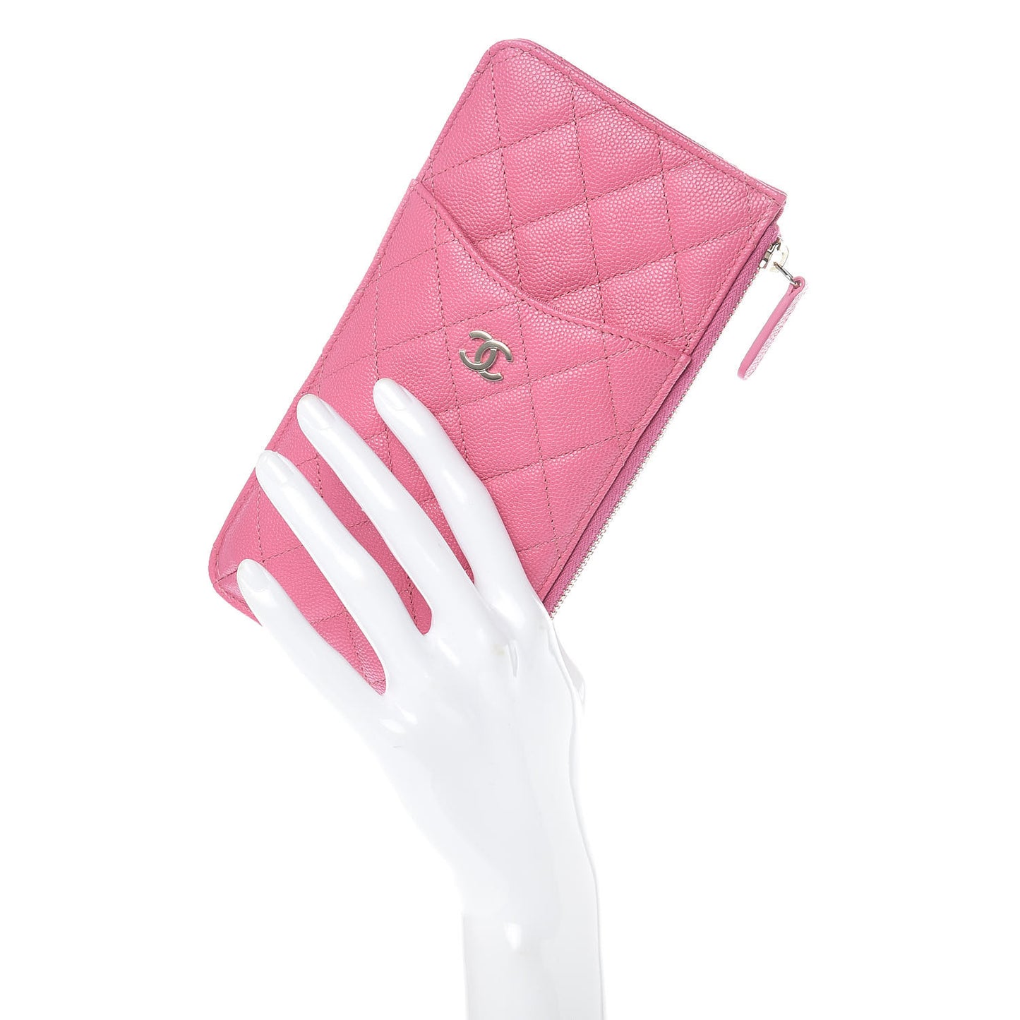 Caviar Quilted Classic Flat Wallet Pouch Pink