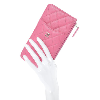 Chanel Caviar Quilted Classic Flat Wallet Pouch Pink 2 of 12