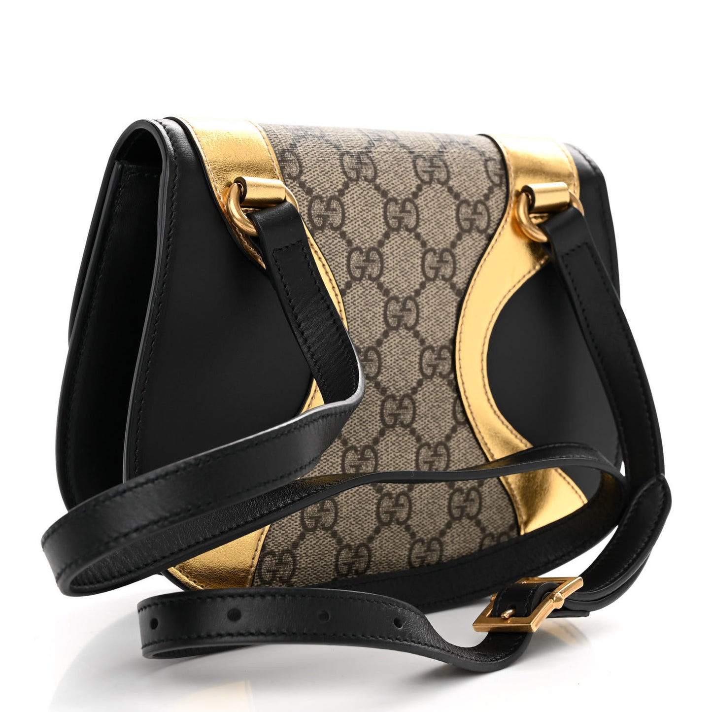 GG Supreme Monogram Small Osiride Shoulder Bag Black Gold