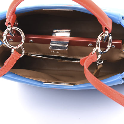 Fendi Nappa Colorblock Mini Peekaboo Iconic Satchel Blue Royal Papavero Cuoio 4 of 11