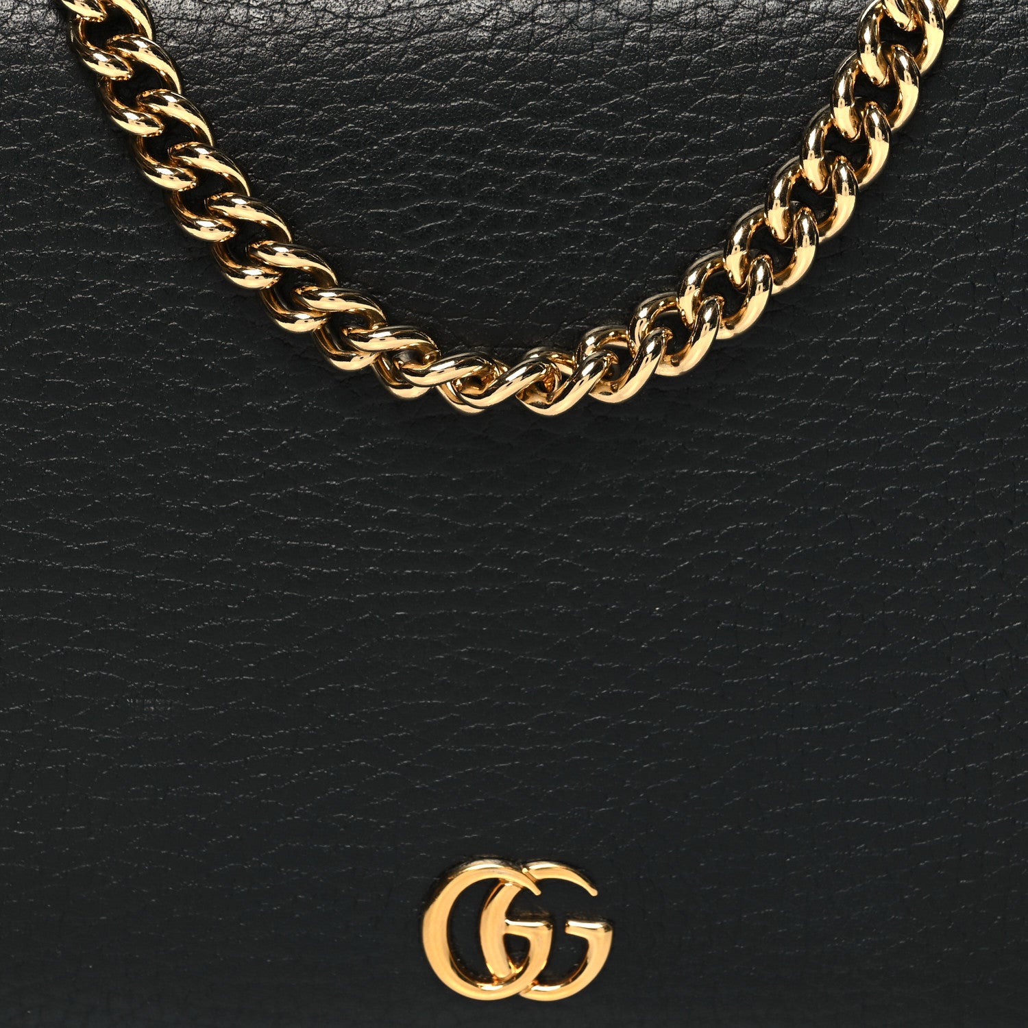 Gucci Calfskin Mini GG Marmont Chain Wallet Black 8 of 11