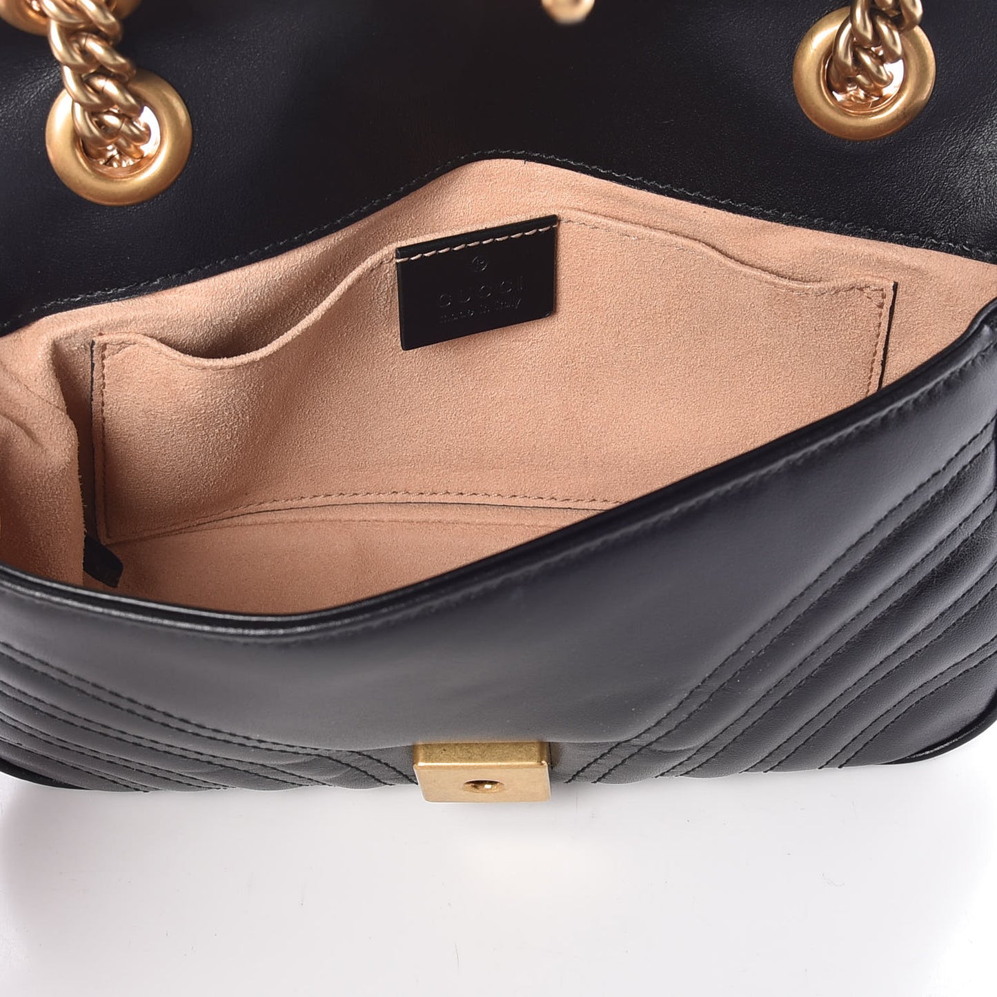 Calfskin Matelasse Mini GG Marmont Shoulder Bag Black