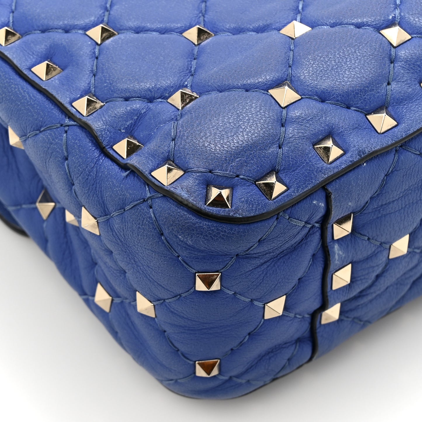 Nappa Medium Rockstud Spike Shoulder Bag Acid Blue