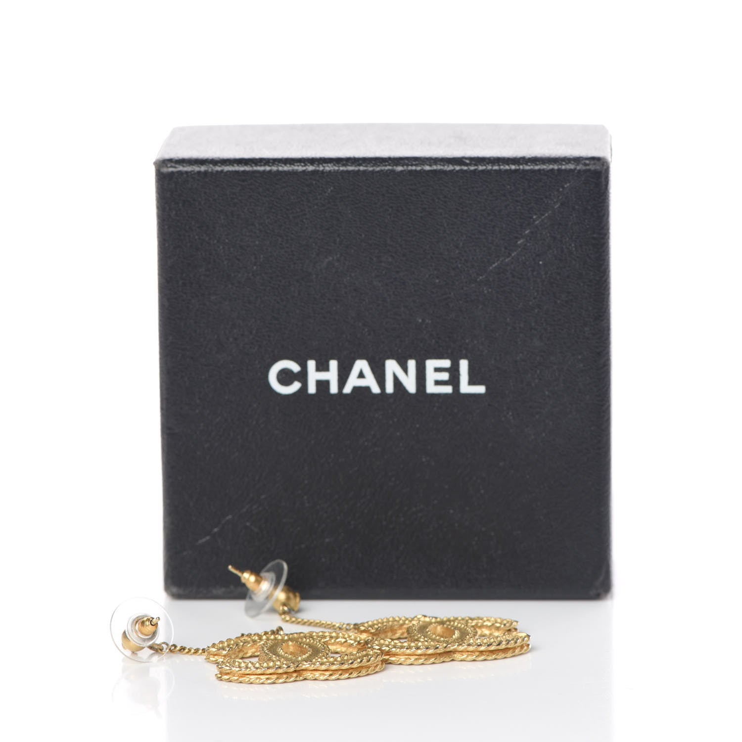 Chanel CC Drop Earrings Matte Gold 6 of 6