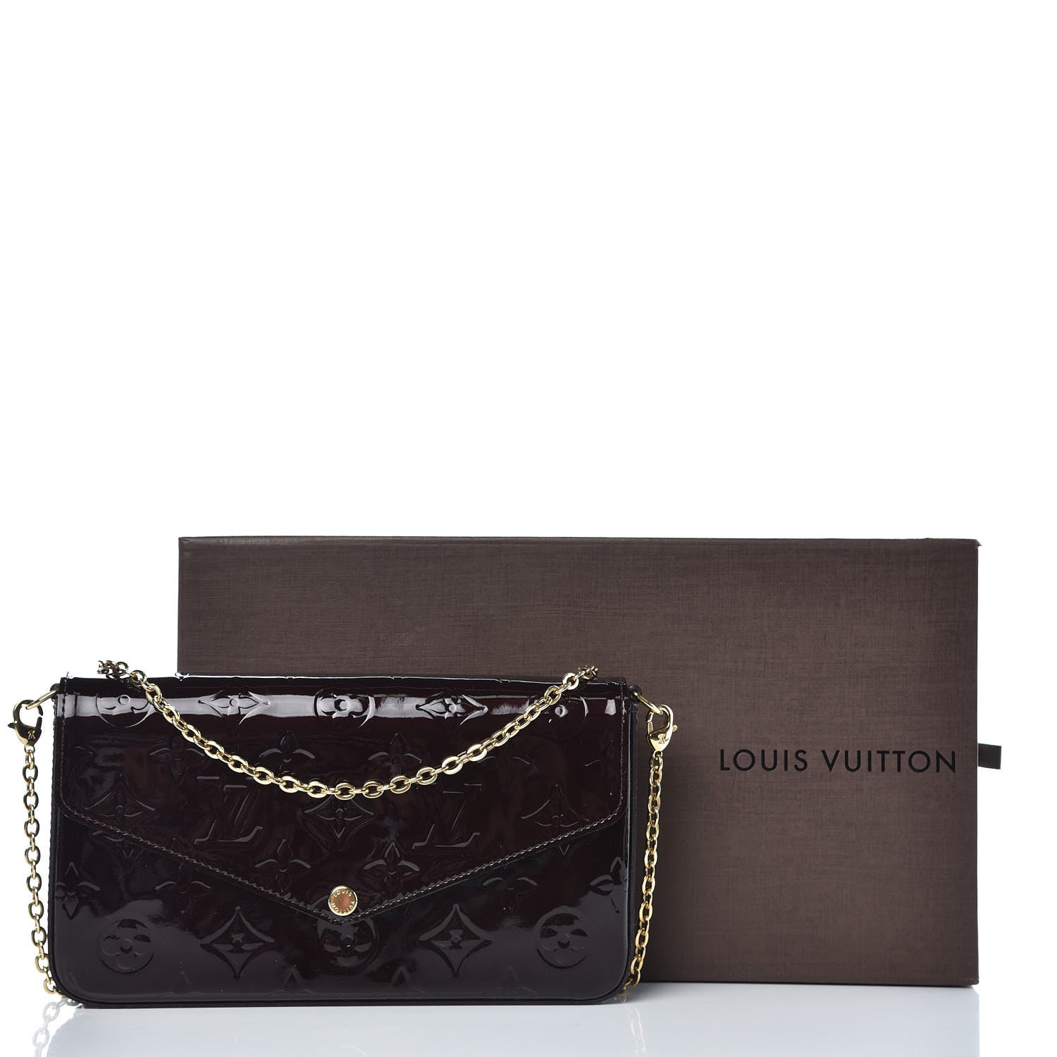 Louis Vuitton Vernis Pochette Felicie Chain Wallet Amarante 9 of 9