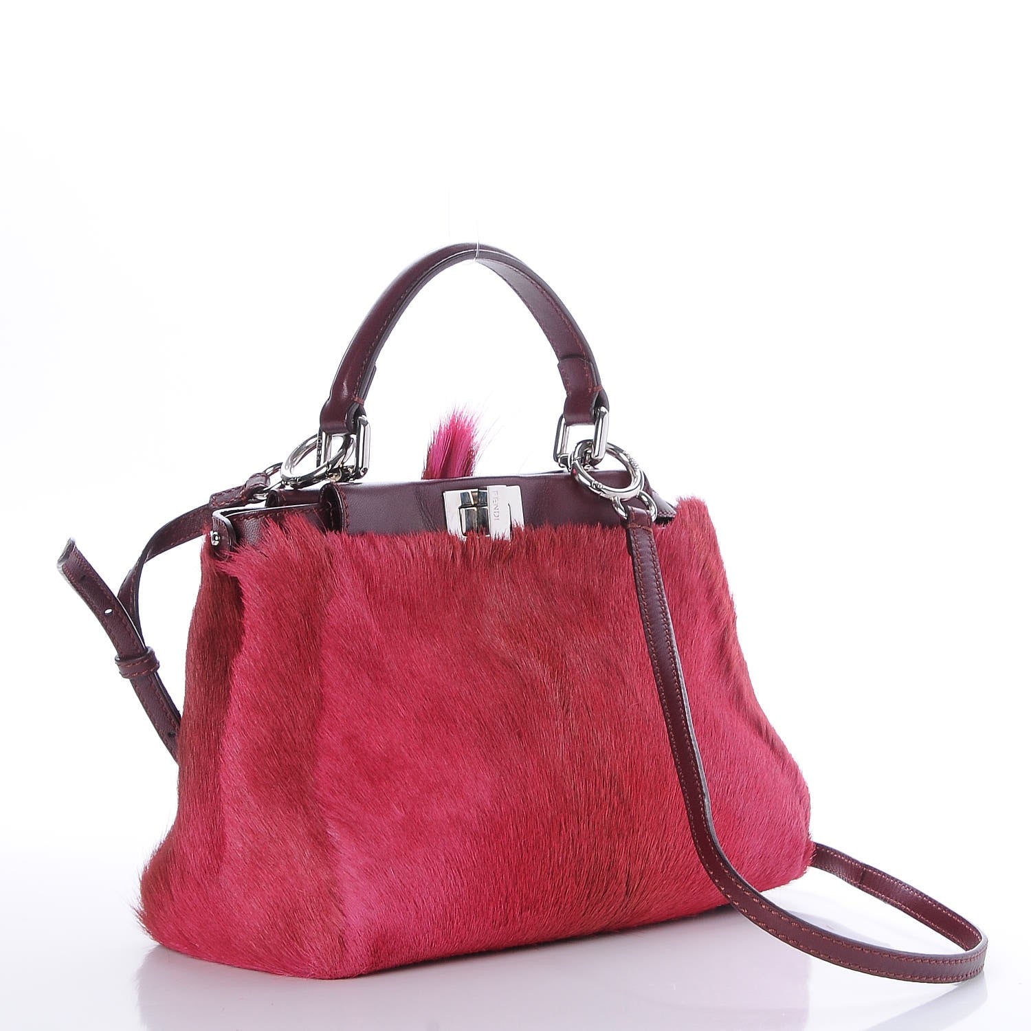 Fendi Springbok Fur Nappa Mini Peekaboo Iconic Satchel Pink 4 of 8