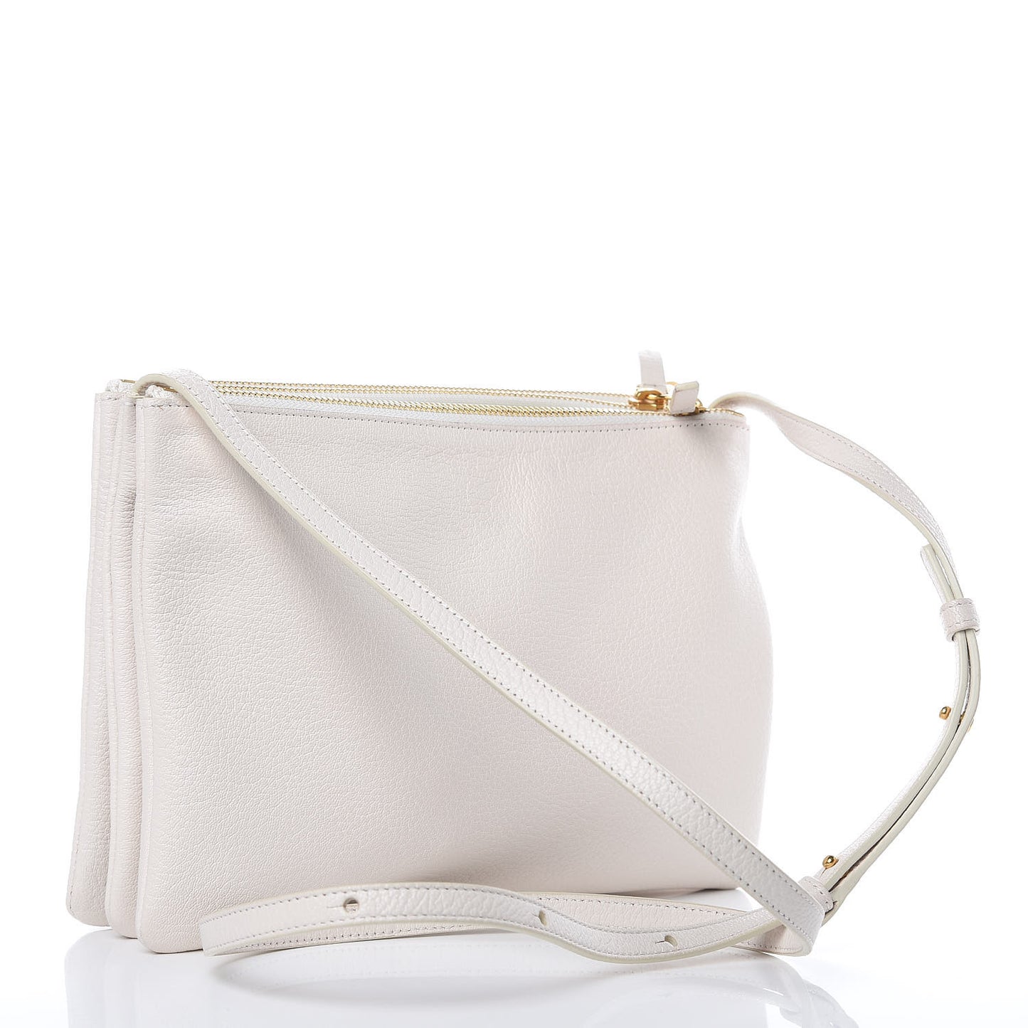 Goatskin Large Trio Crossbody Bag White
