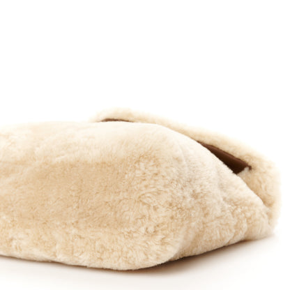 Saint Laurent Shearling Quilted Monogram Loulou Puffer Pouch Clutch Natural Beige Brick 13 of 13