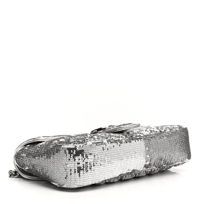 Gucci Sequin Matelasse Small GG Marmont Shoulder Bag Silver 4 of 15