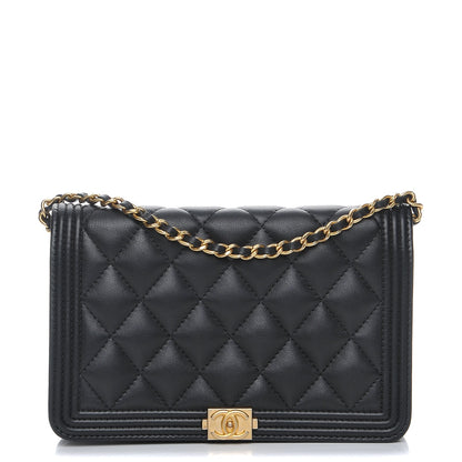 Chanel Calfskin Quilted Boy Wallet On Chain WOC Black 1 of 10
