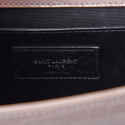 Saint Laurent Calfskin Crocodile Embossed Medium Classic Monogram Kate Tassel Satchel Powder Pink 6 of 11