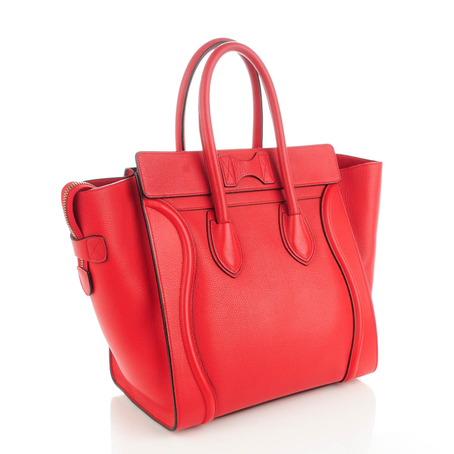Celine Drummed Calfskin Mini Luggage Coquelicot 3 of 7