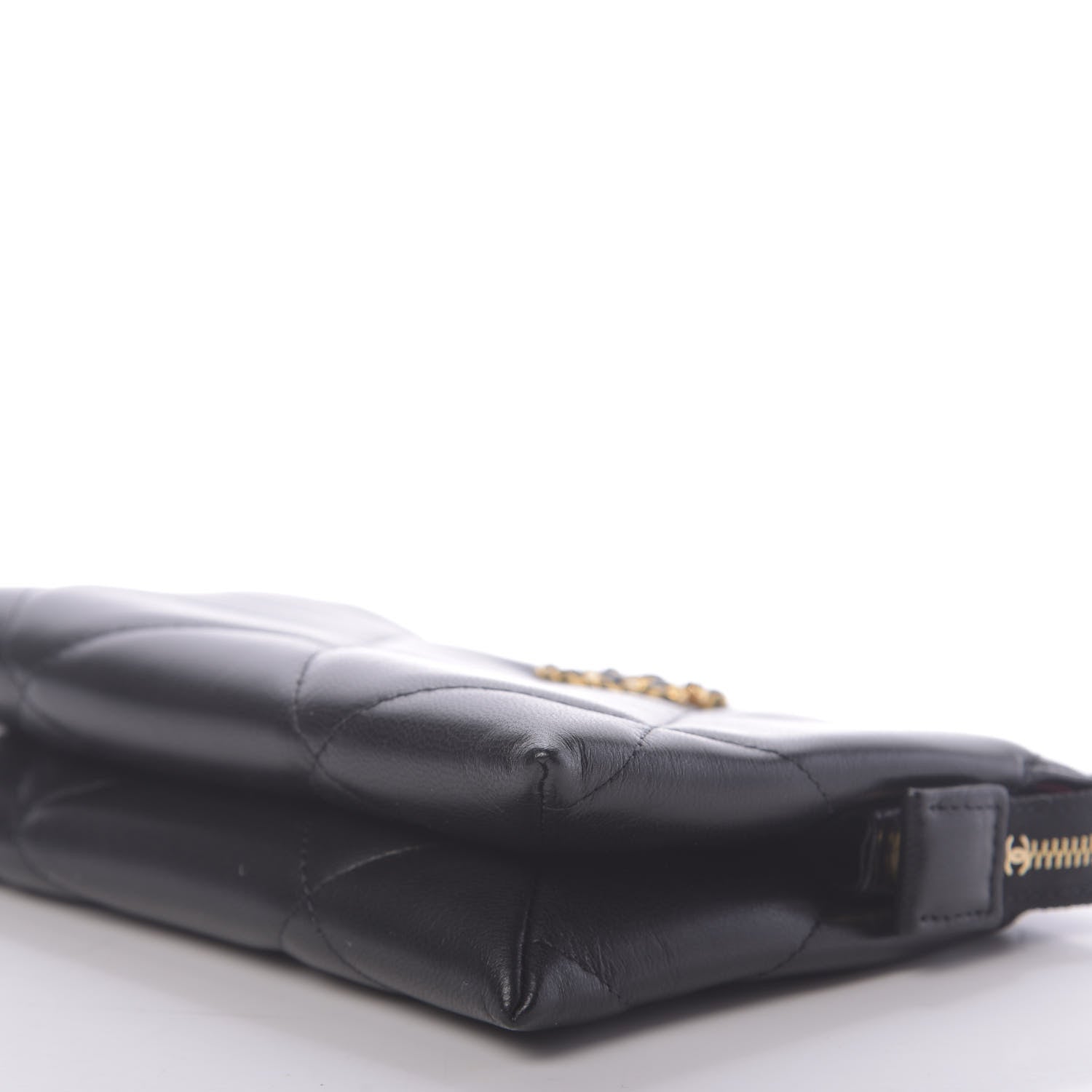 Chanel Shiny Goatskin Quilted Small Chanel 19 Pouch With Handle Black 7 of 10