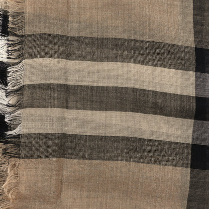 Burberry Wool Silk Gauze Giant Check Lightweight Scarf Camel 4 of 4