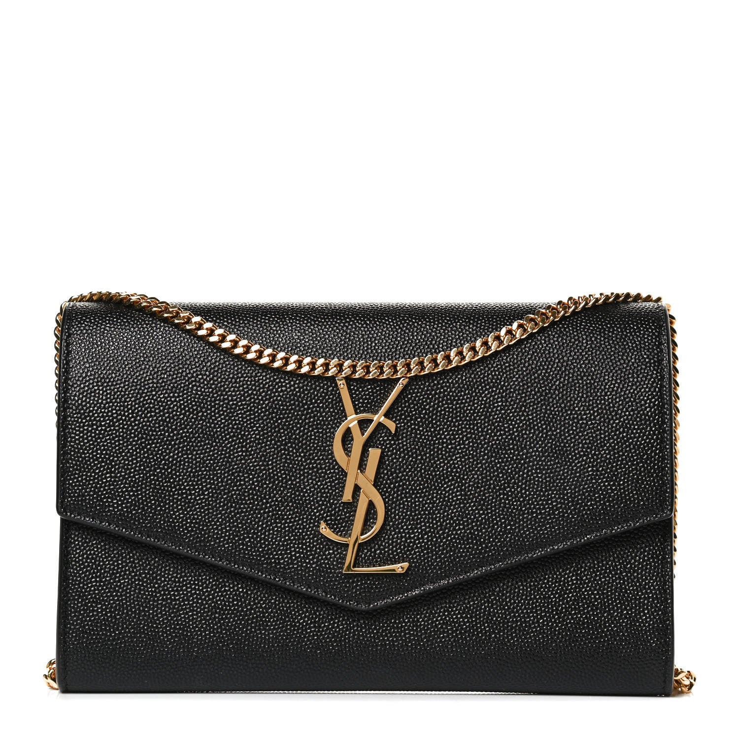 Saint Laurent Grain De Poudre Uptown Chain Wallet Black 1 of 12