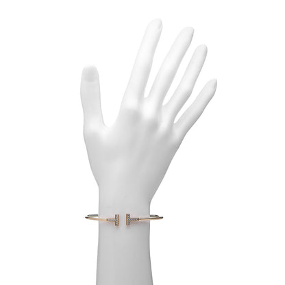 Tiffany 18K Yellow Gold Diamond T Wire Bracelet 2 of 7