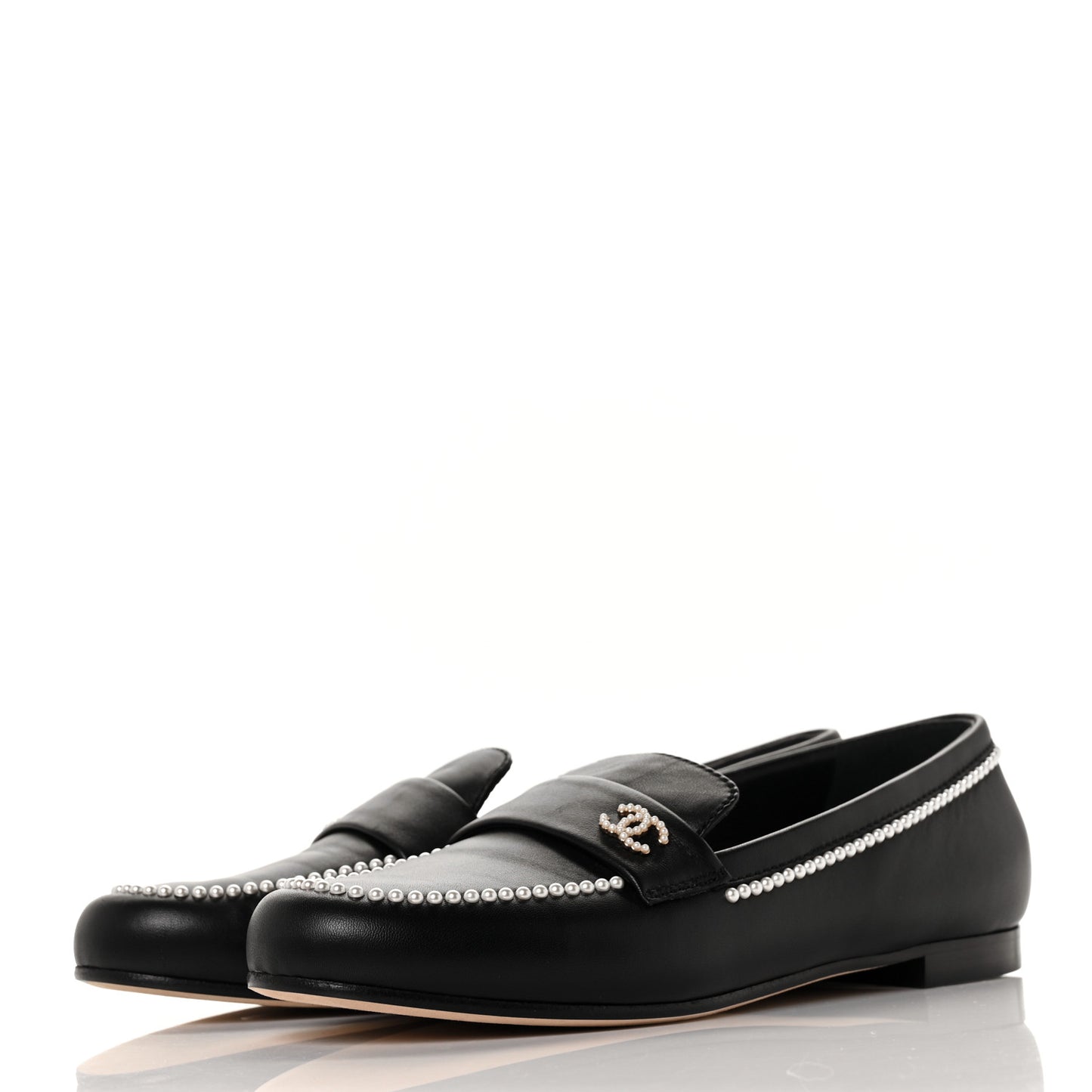 Calfskin Pearl CC Loafers 40 Black