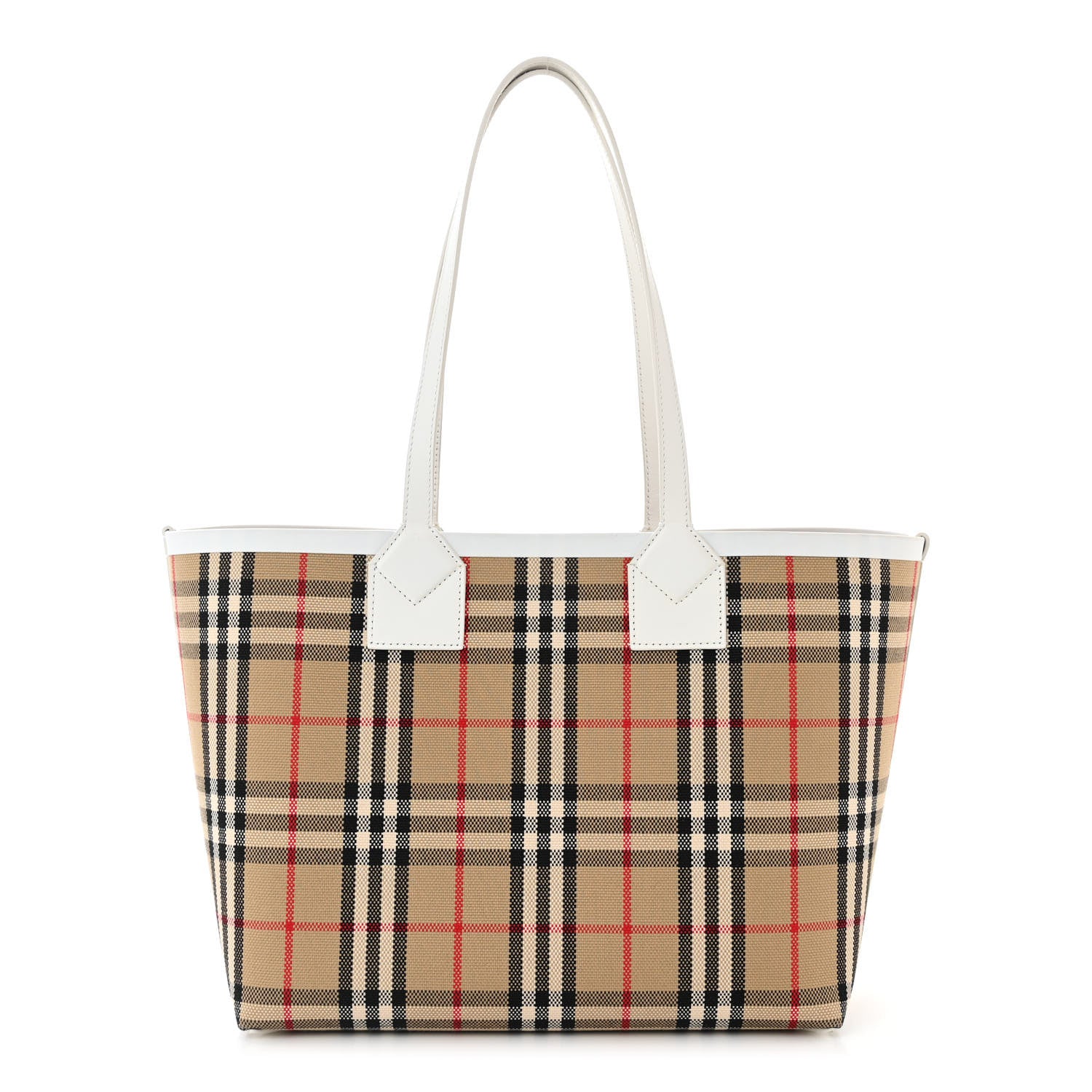 Burberry Cotton Vintage Check Small London Tote Bag White 1 of 11