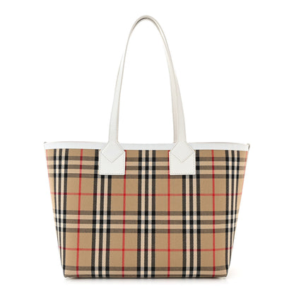 Burberry Cotton Vintage Check Small London Tote Bag White 1 of 11