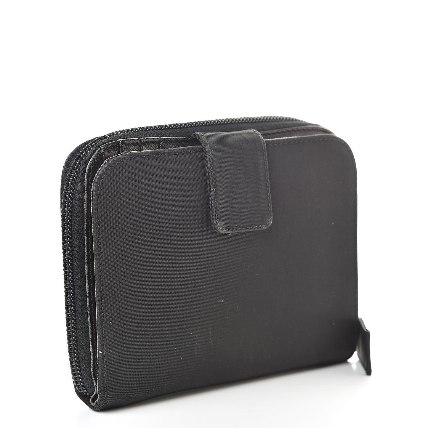Tessuto Nylon Compact Zip Around Wallet Black