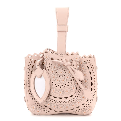 Alaia Calfskin Laser Cut Floral Studded Rose-Marie 19 Bag Sable 3 of 11