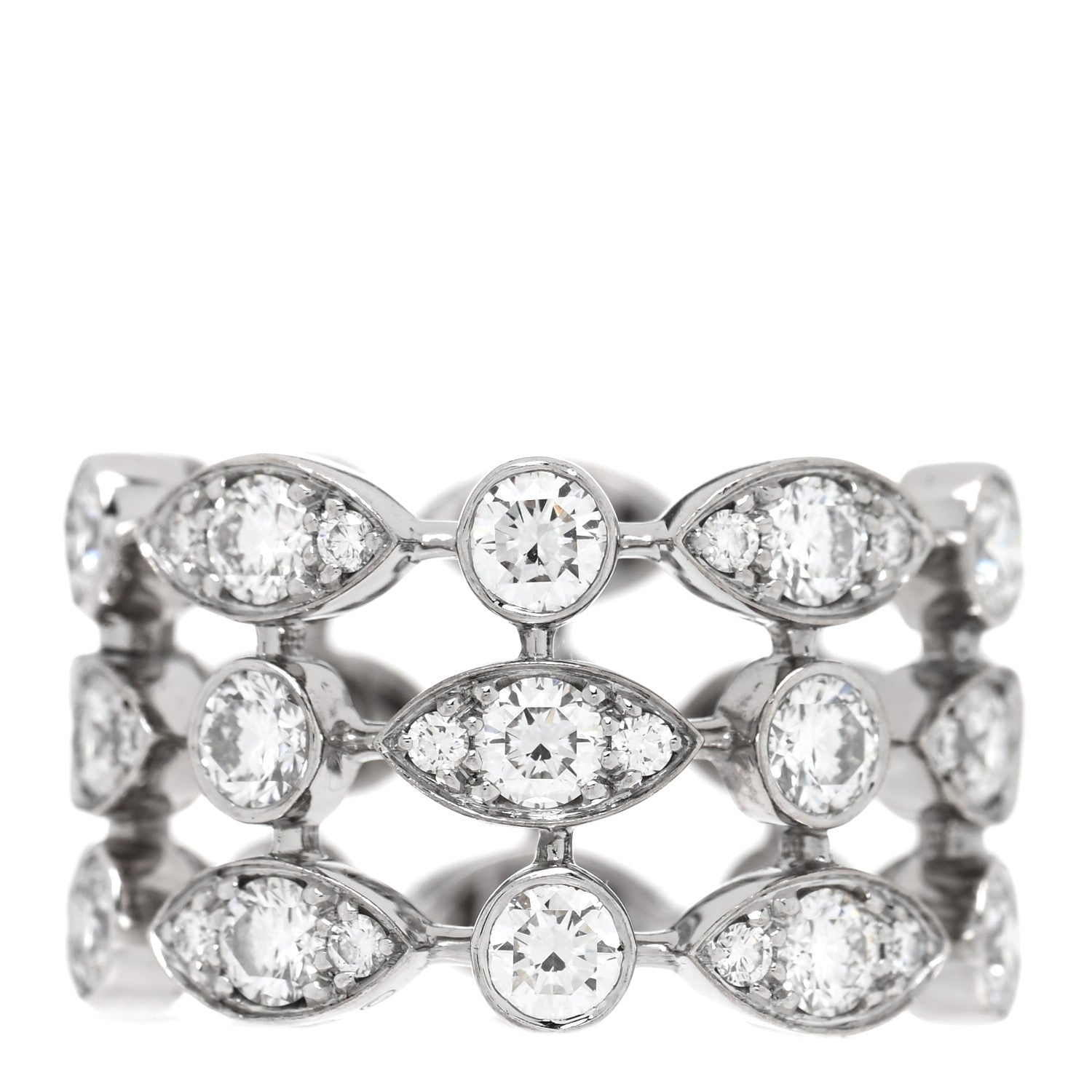 Cartier 18K White Gold Diamond Diadea 3 Row Ring 54 7 3 of 4