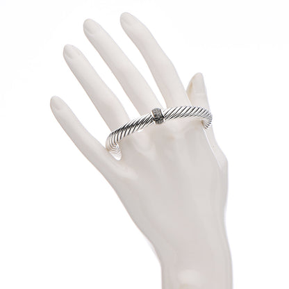 David Yurman Sterling Silver Black Diamond 7mm Cable Classics Station Bracelet 2 of 5