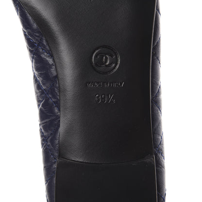 Chanel Aged Calfskin Quilted CC Cap Toe Ballerina Flats 39.5 Navy 7 of 7