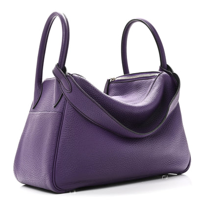 Hermes Taurillon Clemence Eclat Lindy 30 Ultraviolet Bleu Obscur 2 of 9