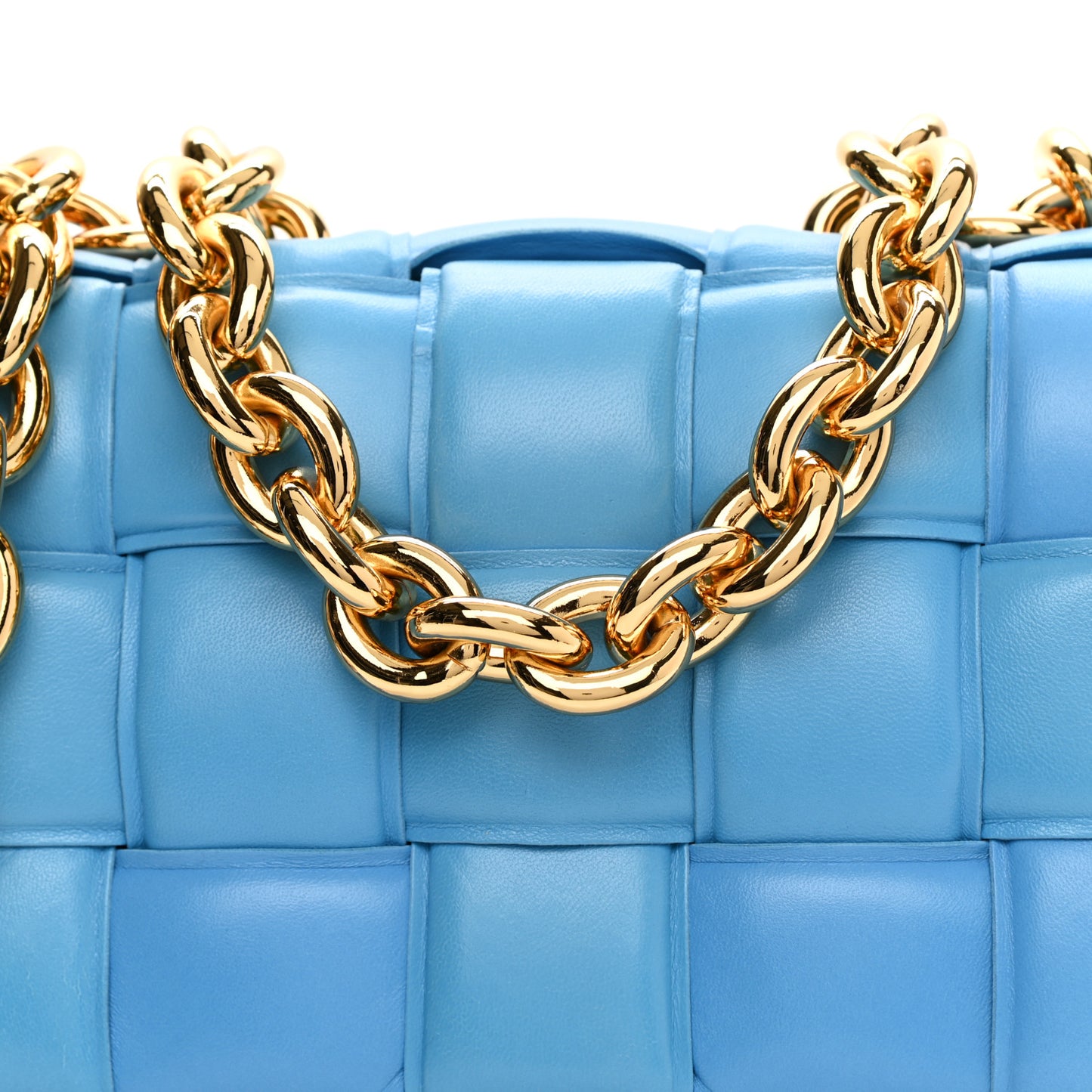 Lambskin Maxi Intreccio Padded Chain Cassette Crossbody Bag Swimming Pool