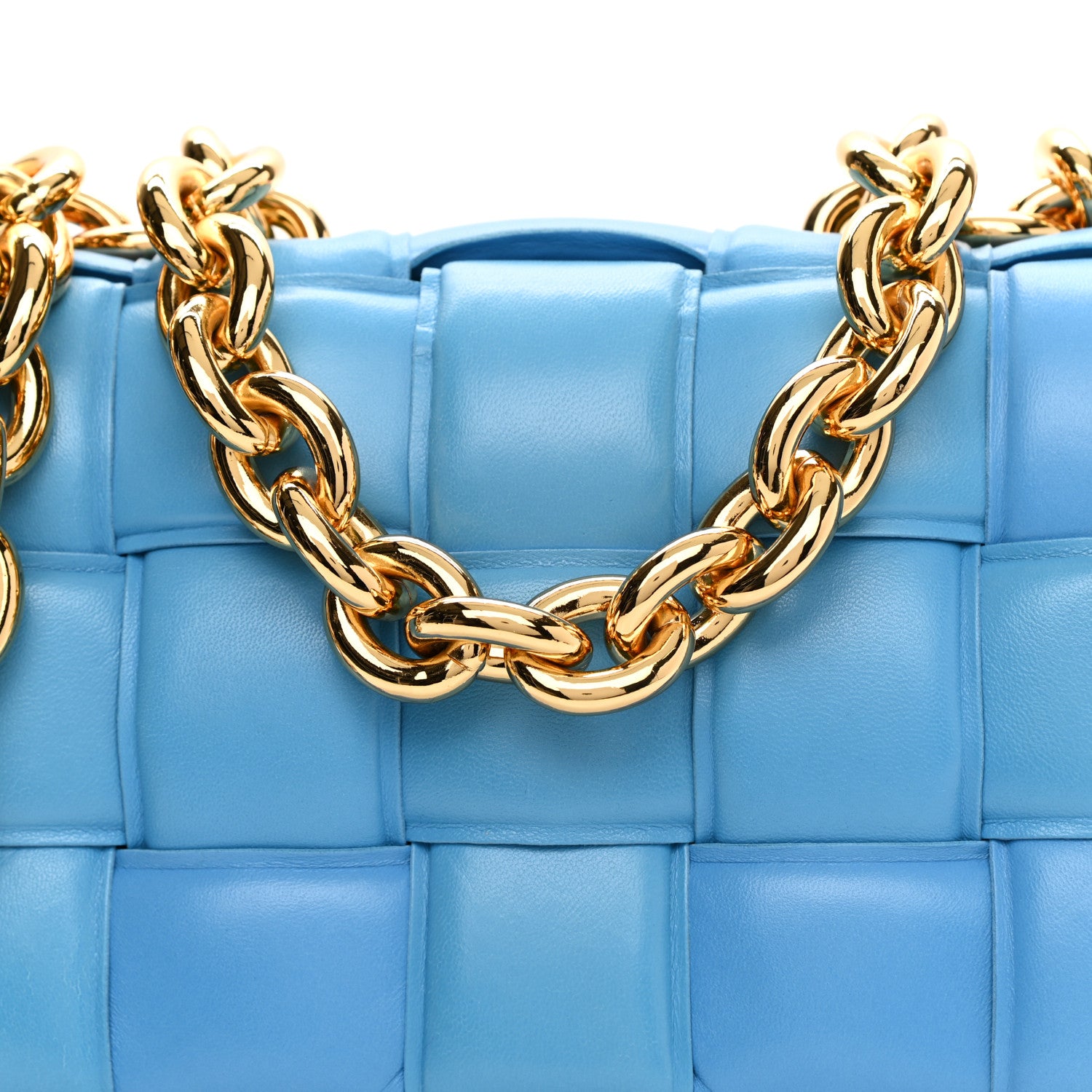 Bottega Veneta Lambskin Maxi Intreccio Padded Chain Cassette Crossbody Bag Swimming Pool 6 of 8