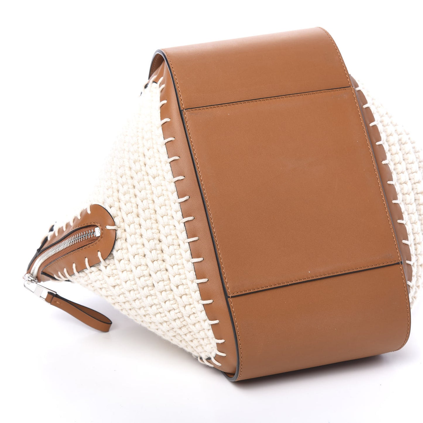 Calfskin Small Crochet Hammock Shoulder Bag Tan