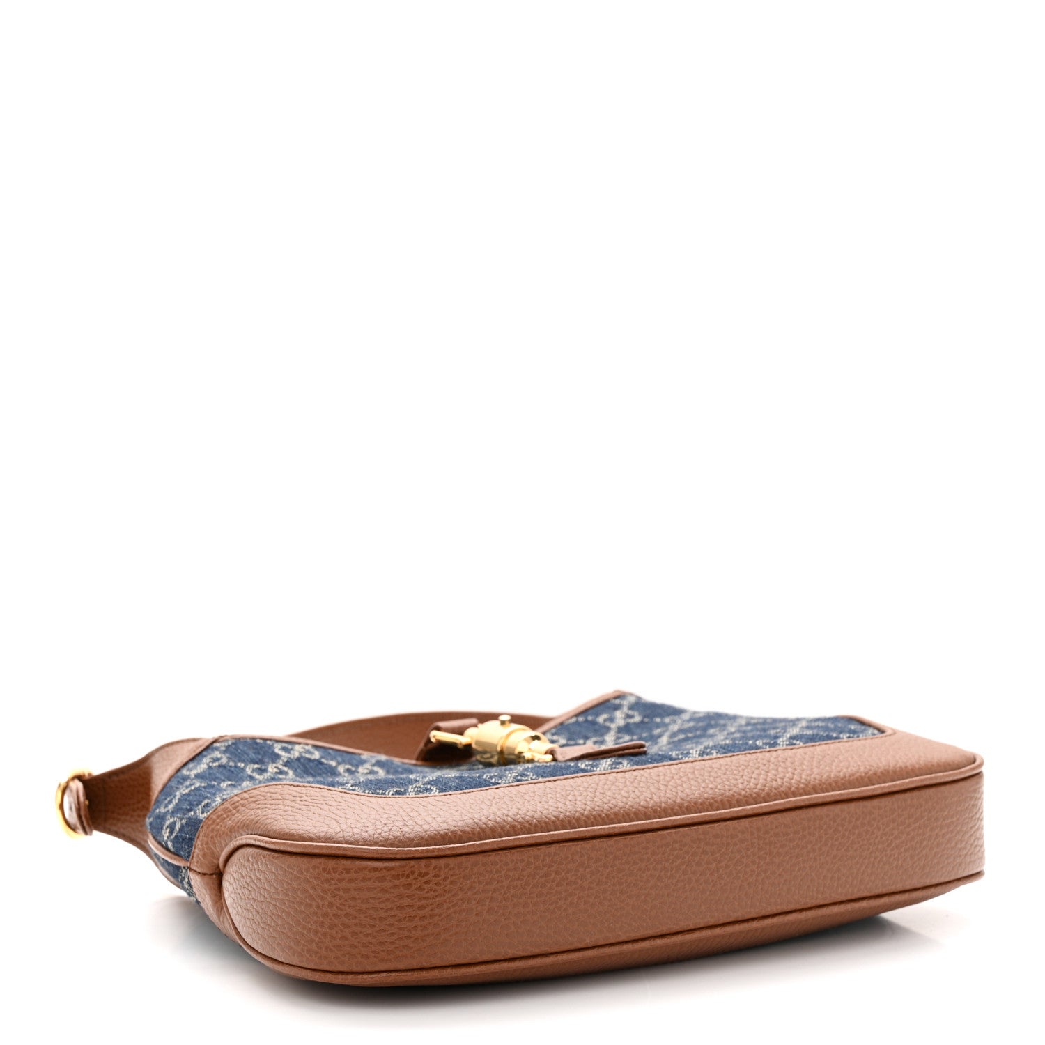 Gucci New Denim GG Monogram Calfskin Small Jackie 1961 Hobo Blue Tea Cuir 4 of 10