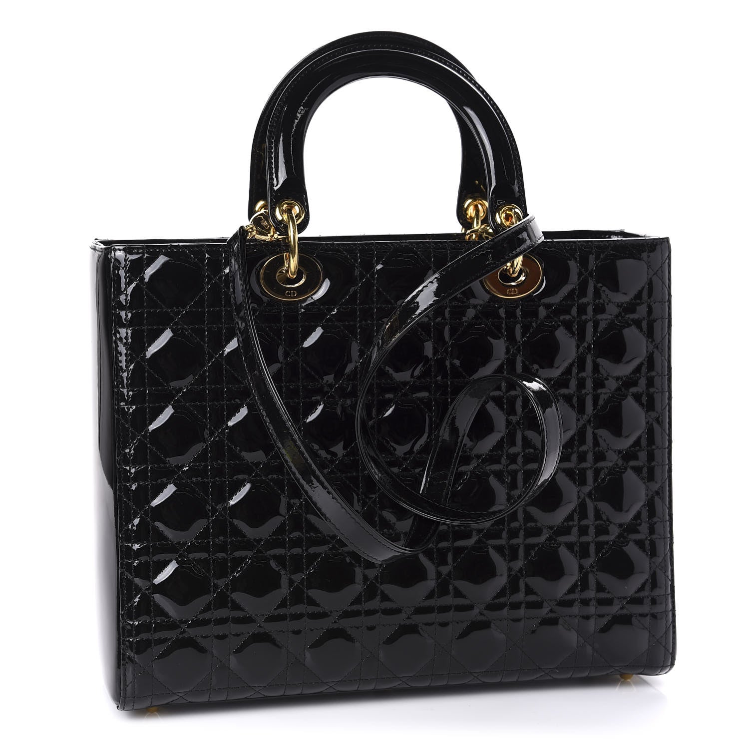 Christian Dior Patent Cannage Large Lady Dior Black 3 of 10
