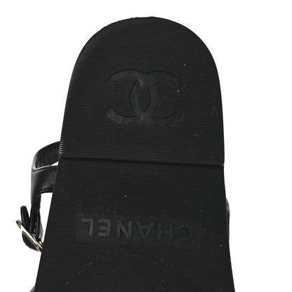 Chanel Lambskin Espadrille Sandals 38 Black 8 of 14