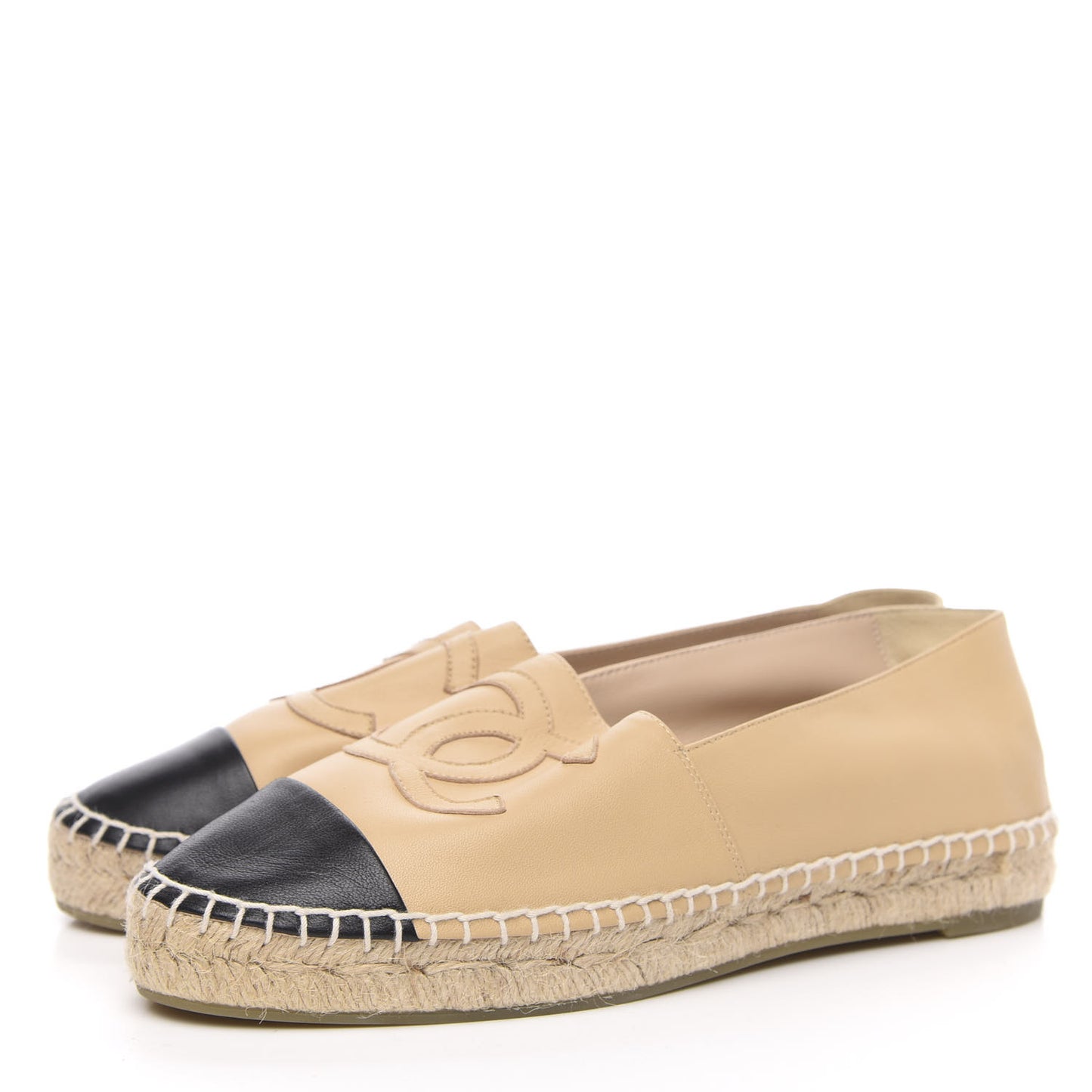 Lambskin CC Espadrilles 37 Beige Black