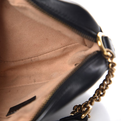 Gucci Calfskin Matelasse Mini GG Marmont Chain Shoulder Bag Black 8 of 12
