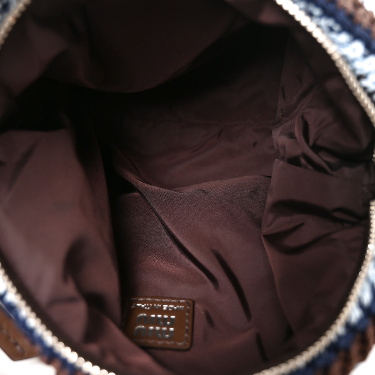 Miu Miu Fabric Crochet Mini Spirit Bag Cacao Celeste 5 of 9